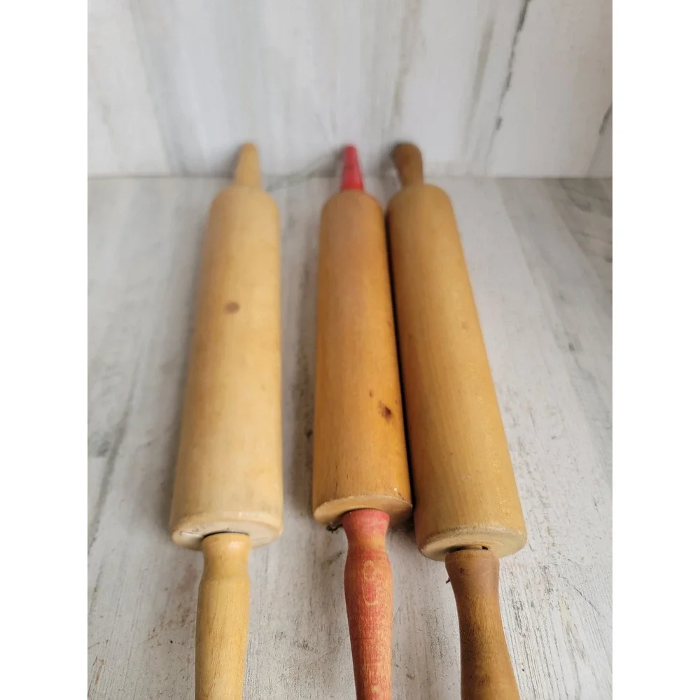 Vintage baking‎ wooden rolling pin accessory kitchen set home decor